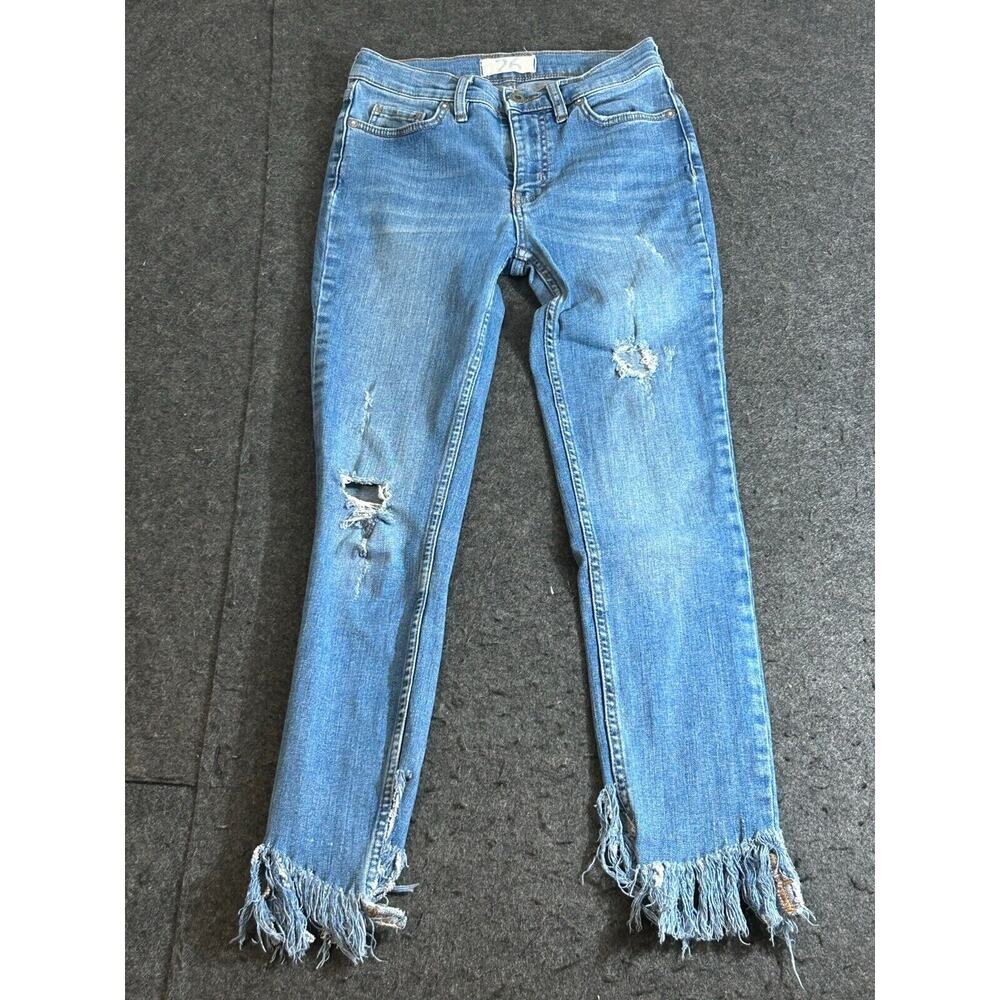 Free People Jeans Sz 26 Blue We The Free Great Heights Frayed‎ Distressed Skinny